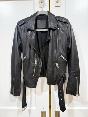All Saints Black Leather Moto Jacket